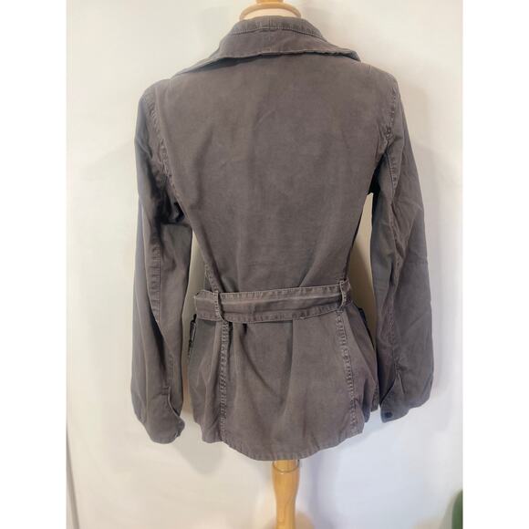 VTG Gap The Utility Jacket Gray  LINED Wide Collar Cargo Jacket Belted Small - Picture 4 of 7